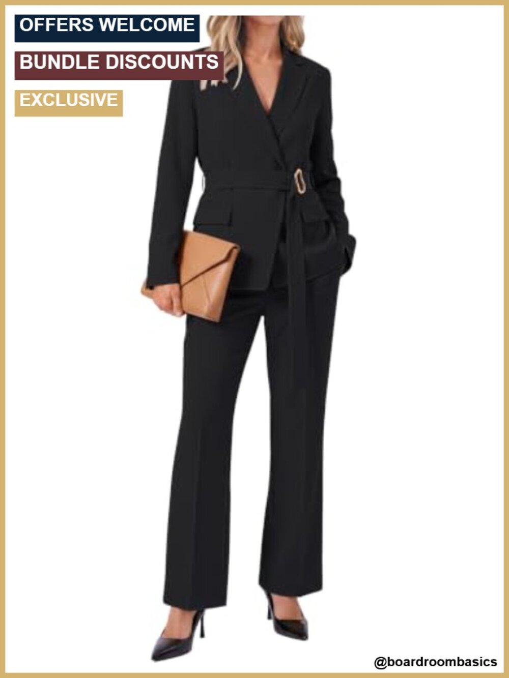 2 Piece Blazer and Flared Pants Suit Set Business Casual Outfit